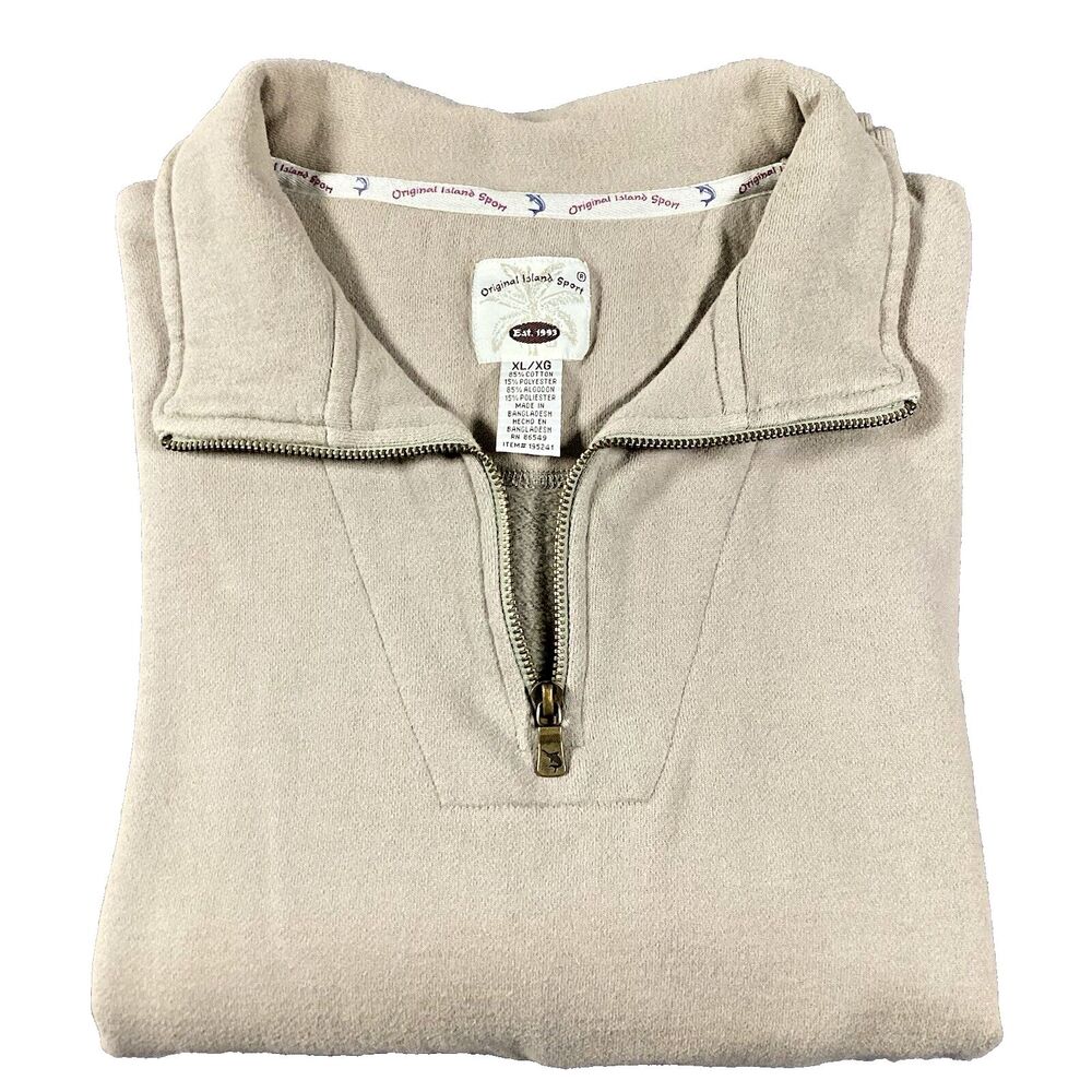 Original Island Sport Men's Size XL 1/4 Zip Long Sleeve Pullover Sweatshirt